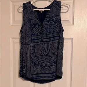 Sonoma Blue Tank Top with Geometric Pattern